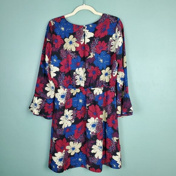 41 Hawthorn Naomi Floral Burgundy Red Blue Dress from Stitch Fix Size Medium - Picture 2 of 7